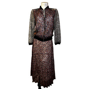 ZARA Women Outfit Set Sz XS/S Floral Lace Zip Jacket & Lined Lace Overlay Skirt